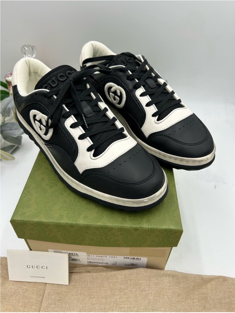 Men’s Gucci MAC 80 low top leather sneakers size 10 fits 10.5 US